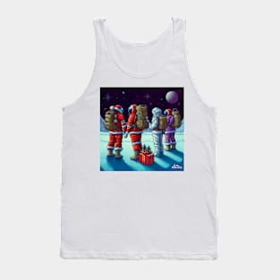 Santa Claus Astronauts at Christmas in Space Tank Top